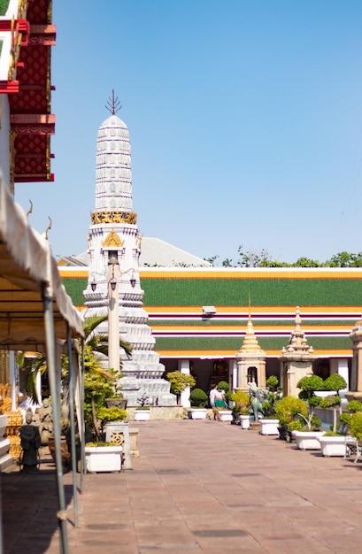 Eine schöne Aussicht auf den Tempel Wat Pho in Bangkok Thailand