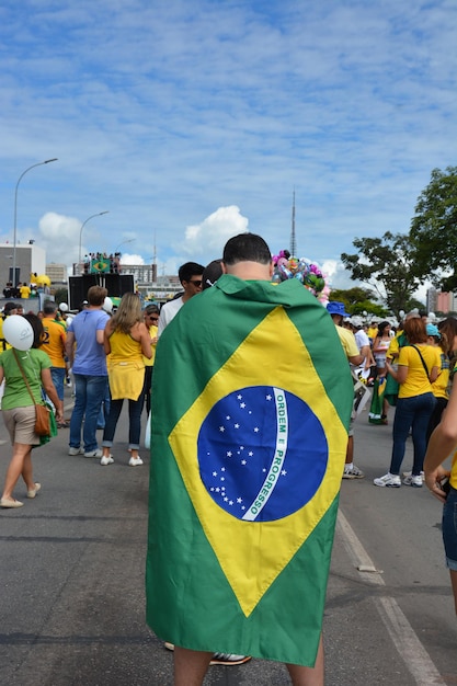 Eine schöne Aussicht auf die Brasilianer auf einem Marsch für die Wahlen in Brasilia Brasilien