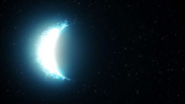 Eine schöne futuristische helle volle Sonnenfinsternis, der Mond bedeckt die Sonne 3d Illustration vollständig