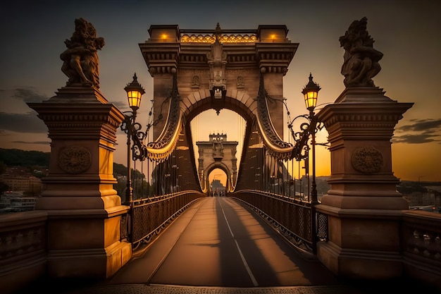 Foto eine schöne illustration der historischen szchenyi-kettenbrücke in budapest