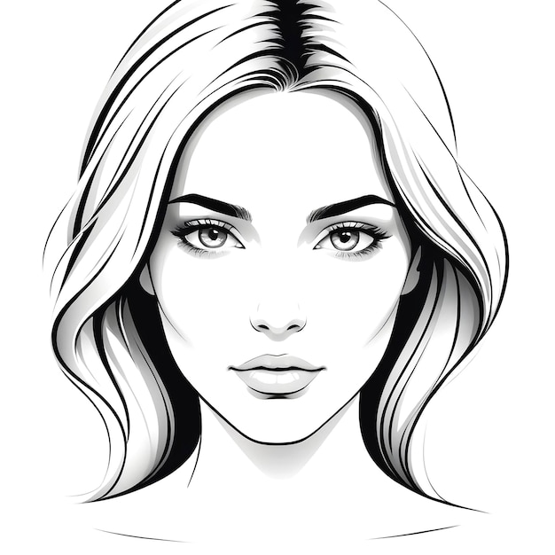 Eine schöne Mädchen Gesicht Kontur Illustration auf weißem Hintergrund