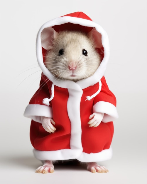 Eine schöne Maus, verkleidet als Weihnachtsmann