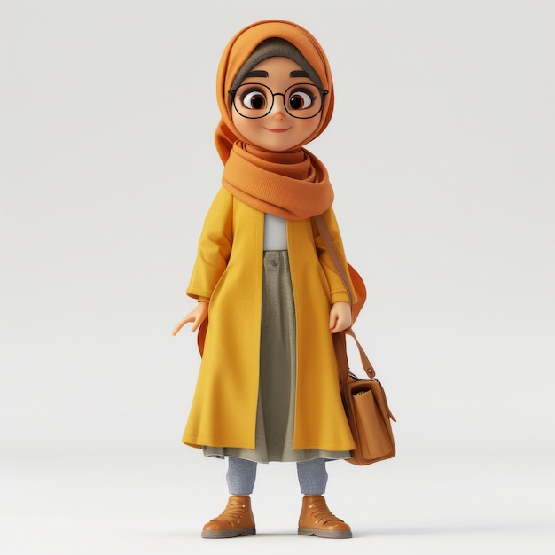 Eine schöne muslimische Frau mit Hijab in 3D