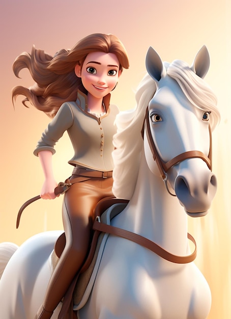 eine schöne Prinzessin reitet auf einem niedlichen Pferd