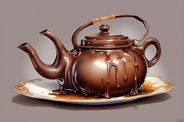 eine Schokoladen-Teekanne, in der heißes Wasser schmilzt