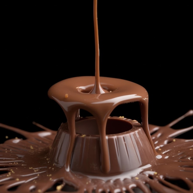 Eine Schokoladentasse, aus der Schokolade tropft