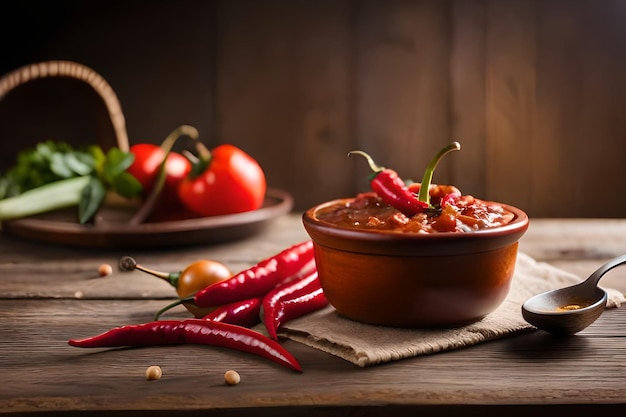 Eine Schüssel Chili neben einer Schüssel Chili