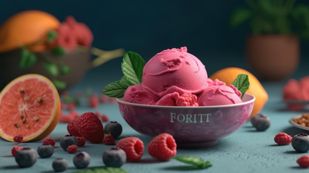 Eine Schüssel Eis mit dem Wort Fortti darauf