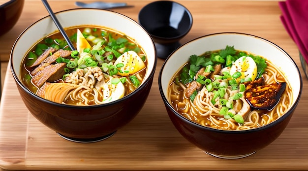 eine Schüssel koreanische würzige Ramen mit Tomatensauce