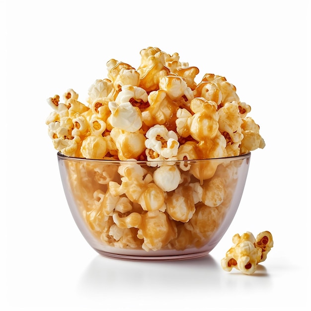 Eine Schüssel Popcorn mit einem Bissen daraus