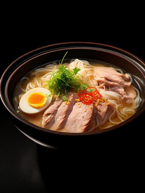 Foto eine schüssel ramen mit fleisch und einem ei