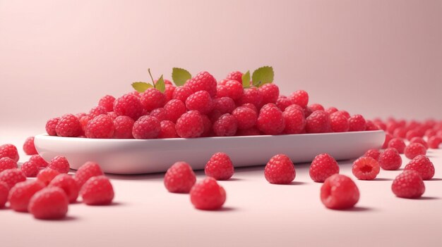 eine Schüssel Raspberries mit einer weißen Schüssel von Himbeeren