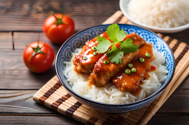 eine Schüssel Reis mit Tomaten und Reis