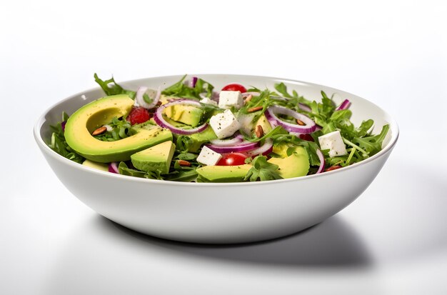 eine Schüssel Salat mit Avocado, Avocado und Avocado