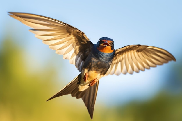 eine Schuppenschwalbe breitet Flügel aus