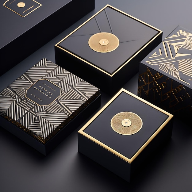 Eine schwarz-goldene Schachtel mit einer gold-schwarzen Schachtel, auf der „lg“ steht.