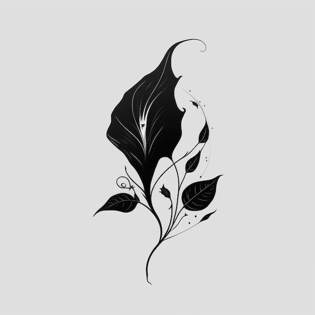 Eine Schwarz-Weiß-Zeichnung einer Blume mit generativen Blättern