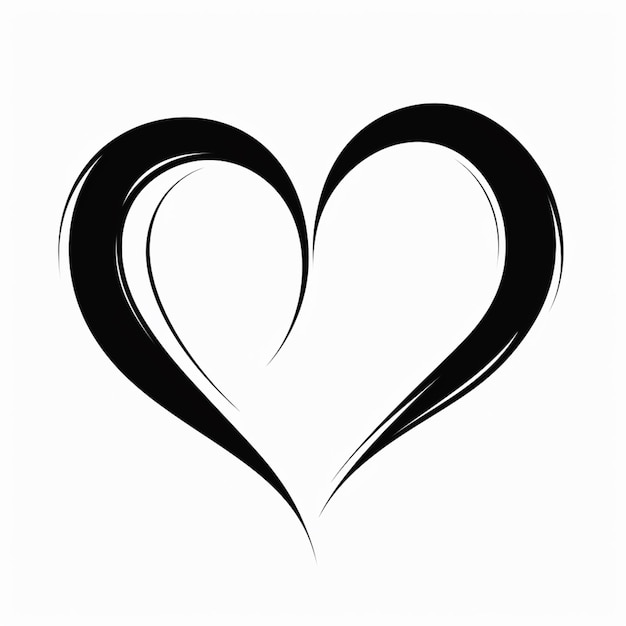 eine Schwarz-Weiß-Zeichnung eines Herzens mit einem langen, generativen Schwanz
