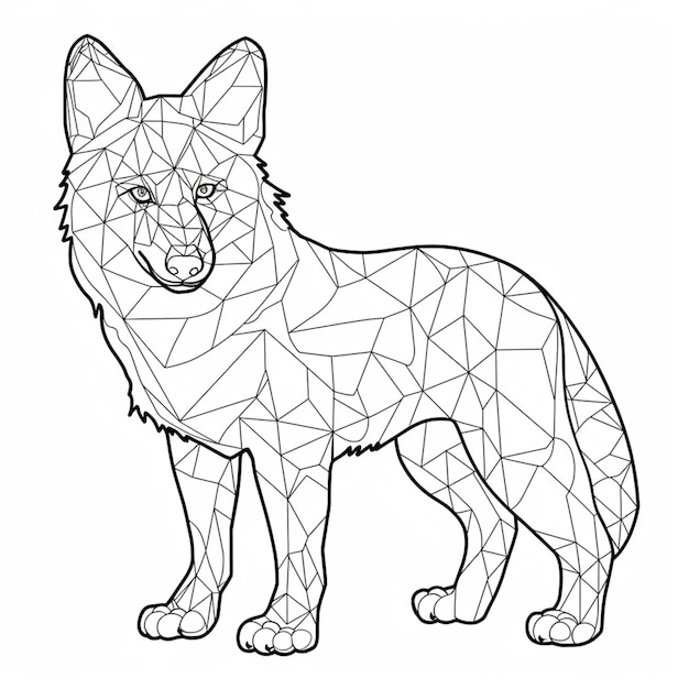 eine Schwarz-Weiß-Zeichnung eines Hundes mit geometrischen Formen, generativer KI