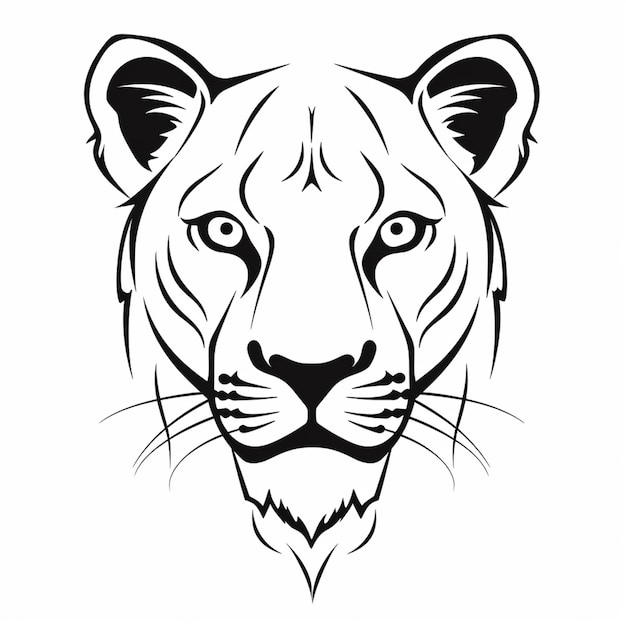 eine Schwarz-Weiß-Zeichnung eines Löwengesichts mit generativer KI