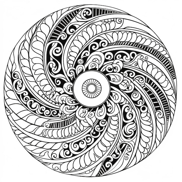 Eine Schwarz-Weiß-Zeichnung eines spiralförmigen Designs