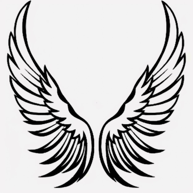 Eine Schwarz-Weiß-Zeichnung von einem Paar Flügeln generativ ai