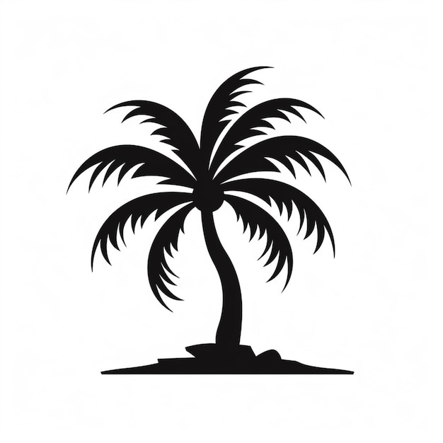 Foto eine schwarz-weiße silhouette einer palme auf einer kleinen generativen inselinsel