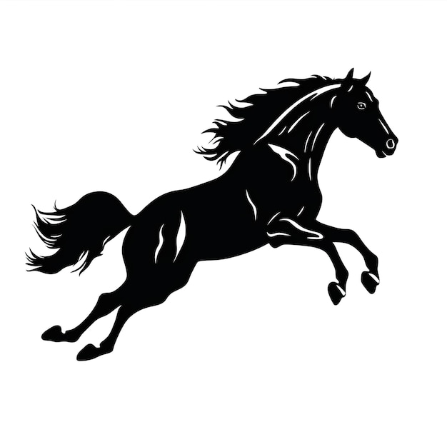 Eine schwarz-weiße Silhouette eines generativen KI-Bildes eines Pferdes
