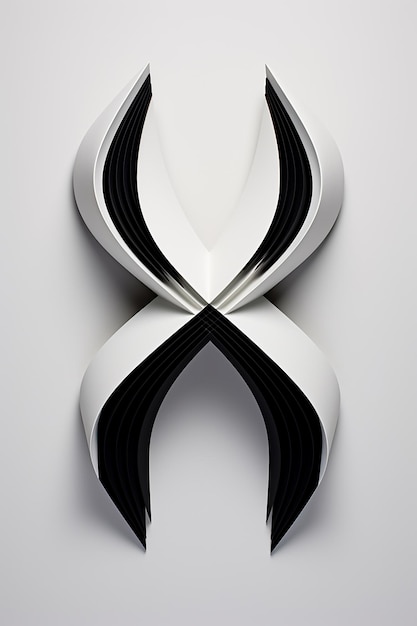 eine schwarz-weiße Skulptur eines Zickzack-Logos.