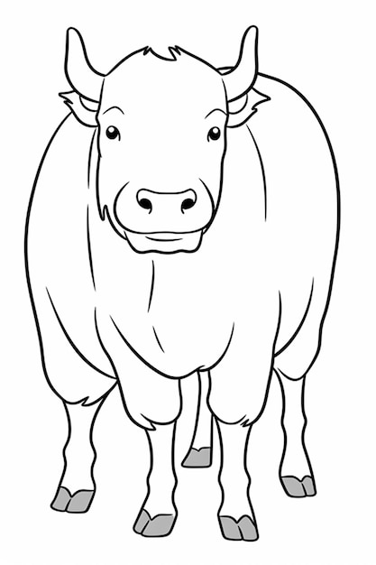eine schwarz-weiße Zeichnung einer Kuh mit einer großen Nase