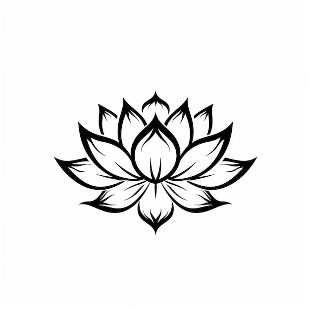 eine schwarz-weiße Zeichnung einer Lotusblume