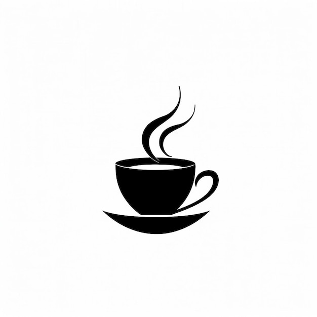 eine schwarz-weiße Zeichnung einer Tasse Kaffee