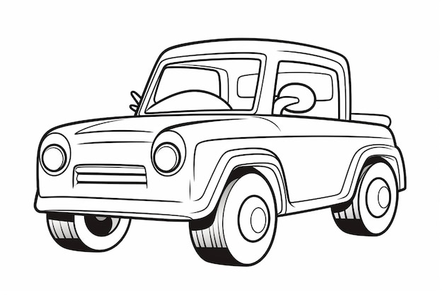 eine schwarz-weiße Zeichnung eines Pickup-Trucks generative ai