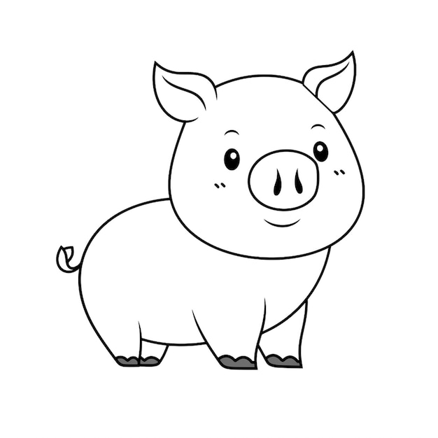 Foto eine schwarz-weiße zeichnung eines schweins mit einer großen nase