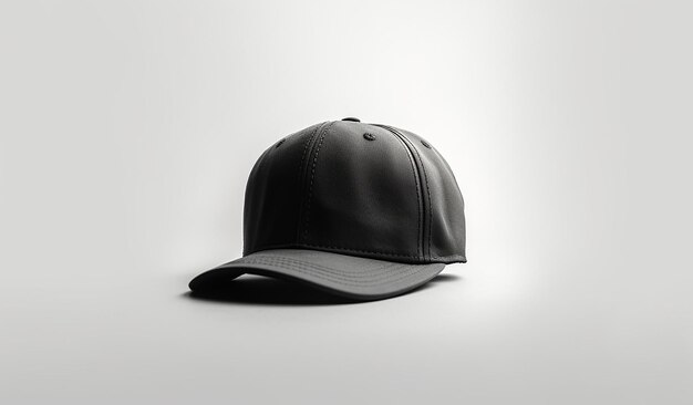 eine schwarze Baseballkappe auf weißem Hintergrund