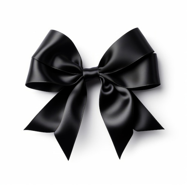 Eine schwarze Geschenkschleife isoliert auf einem schlichten weißen Hintergrund