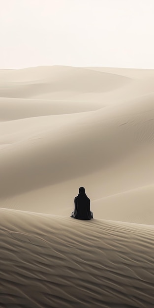 Foto eine schwarze gestalt in der wüste