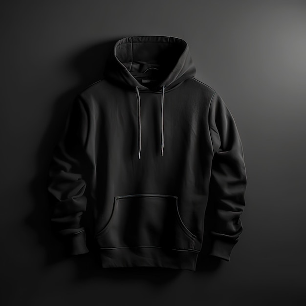 Eine schwarze Hoodie-Mockup-Vorlage. Generative KI