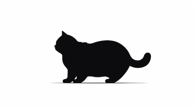 eine schwarze Katze mit einem schwarzen Schwanz und einem weißen Hintergrund