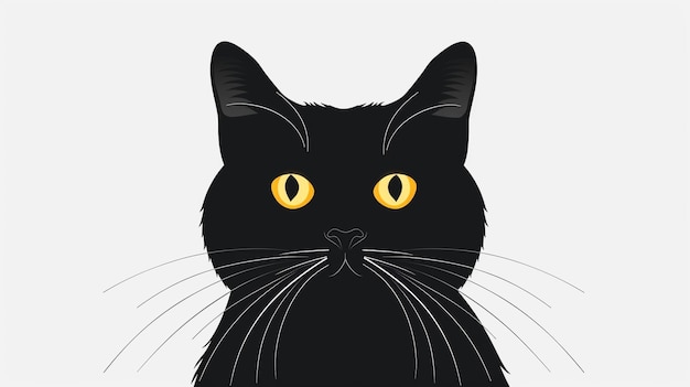 eine schwarze Katze mit gelben Augen schaut nach oben
