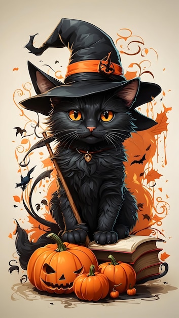 eine schwarze Katze von Halloween
