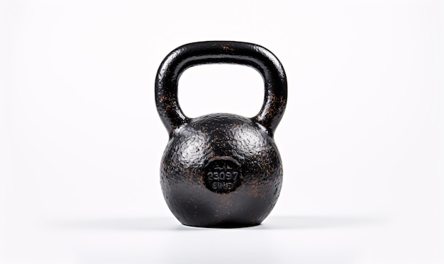 eine schwarze Kettlebell auf einer weißen Oberfläche