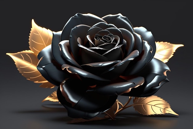 Foto eine schwarze rose mit einem subtilen glanz auf den blütenblättern schöne blütenknospe 3d-illustration