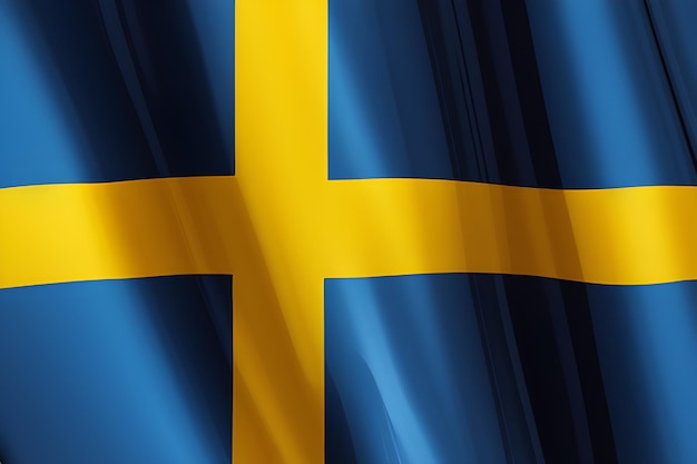 Eine schwedische Flagge mit einem blauen Kreuz.