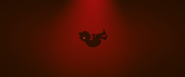 Eine sehr junge Musikliebhaberin Silhouette eines Babys mit Kopfhörern 3D-Rendering