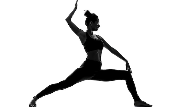 Eine Silhouette einer Frau in einer Yoga-Pose