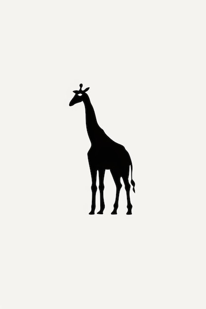 Foto eine silhouette einer giraffe auf einem weißen hintergrund