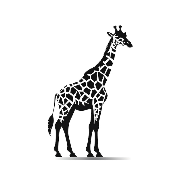 Foto eine silhouette einer giraffe, die vor einem weißen hintergrund steht