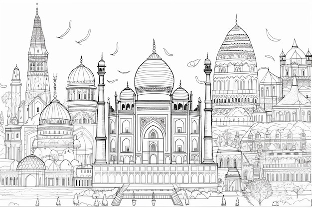 Eine Skizze des Taj Mahal in Indien