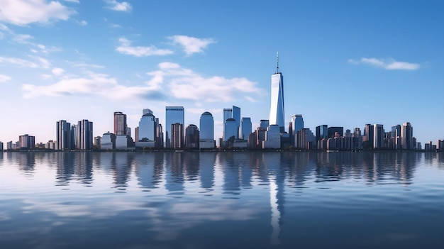 Eine Skyline der Stadt mit dem neuen World Trade Center im Hintergrund